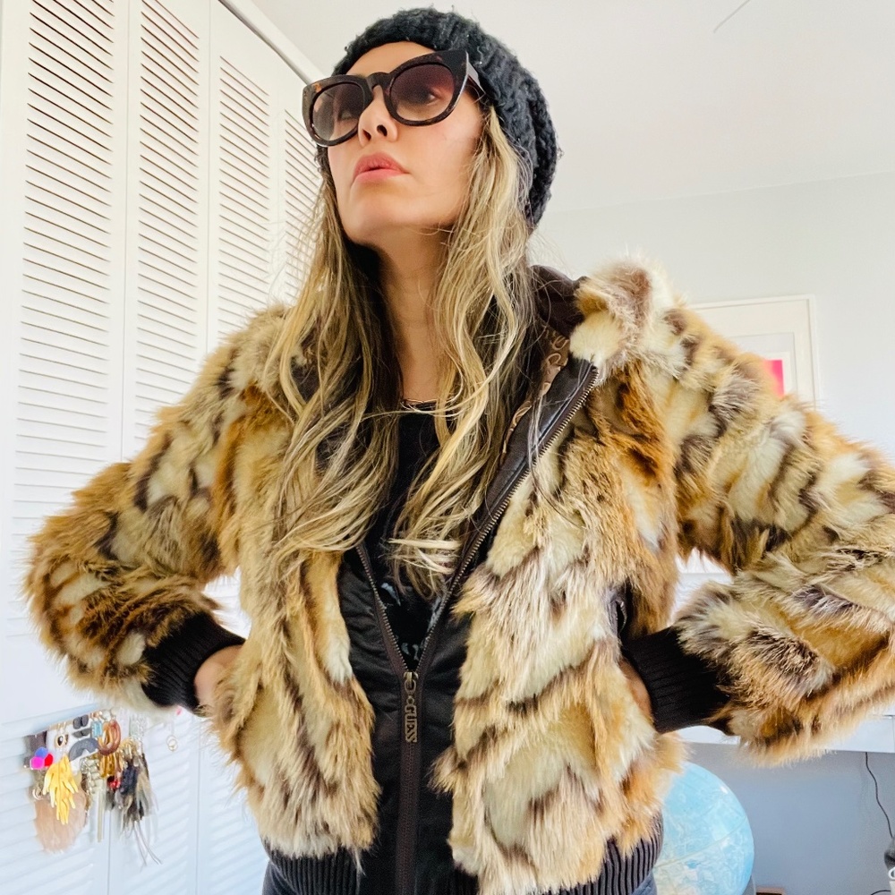 Guess: Stella Faux Fur Hooded Bomber Jacket - NWOT - XS